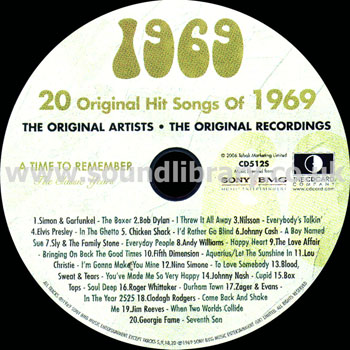 A Time To Remember 20 Original Hit Songs Of 1969 UK CD The CD Card Company CD512S Disc Image