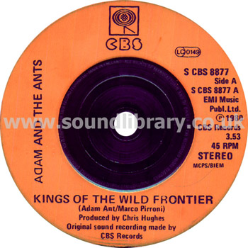 Adam And The Ants Kings Of The Wild Frontier UK Issue Stereo 7" Label Image