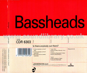 Bassheads Is There Anybody Out There? UK Issue Jewel Case CDS Deconstruction CDR 6303 Front Inlay Image