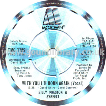 Billy Preston & Syretta With You I'm Born Again (Vocal) UK Issue 7" Motown TMG 1159 Label Image