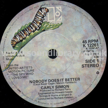 Nobody Does It Better James Bond UK Issue 7" Label Image