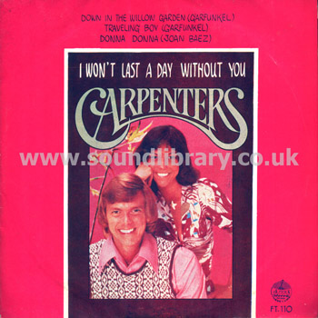 Carpenters I Won't Last A Day Without You Thailand Issue 7" EP FT. 110 Front Sleeve Image