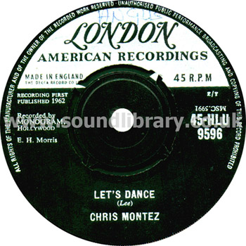 Chris Montez Let's Dance UK Issue 7" London American Recordings 45-HLU 9596 Label Image