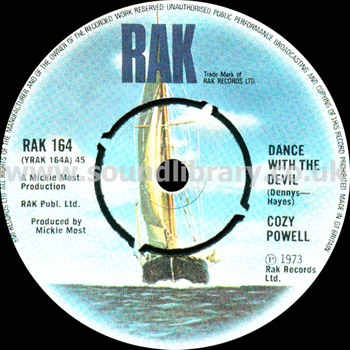 Cozy Powell Dance With The Devil UK Issue Spindle Centre 7" RAK RAK 164 Label Image