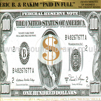 Eric B. & Rakim Paid In Full UK Issue Stereo 12" 4th & Broadway 12 BRW 78 Sleeve & Label Image