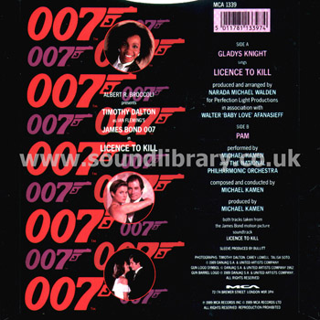 Licence To Kill Gladys Knight UK Issue Stereo 7" Rear Sleeve Image #2