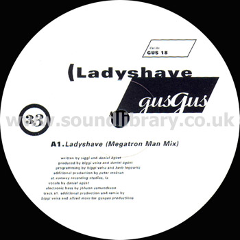Gus Gus Ladyshave Promo 2 UK Promotional 12" & Release Notes 4AD GUS18 Label Image