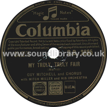 Guy Mitchell My Truly Truly Fair UK Issue 78 - 10" Label Image