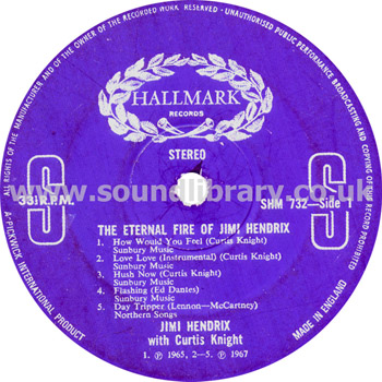 Jimi Hendrix The Eternal Fire Of Jimi Hendrix UK Issue Stereo LP Hallmark SHM 732 Label Image