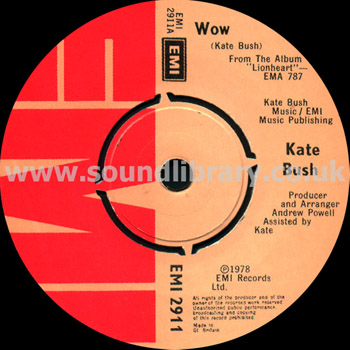 Kate Bush Wow UK Issue 7" EMI EMI 2911 Label Image