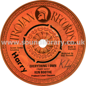 Ken Boothe Everything I Own UK Issue 7" Label Image