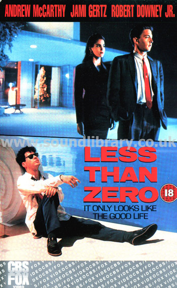 Less Than Zero Robert Downey Jr. VHS PAL Video CBS Fox Video 1649 Front Inlay Sleeve