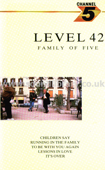 Level 42 Family Of Five VHS Video Channel 5 CFV 04512 Front Inlay Sleeve
