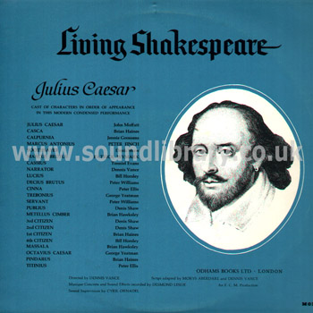 Living Shakespeare Julius Caesar UK Issue LP Odhams Books Odhams Books DEOB 9AM Front Sleeve Image