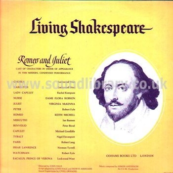 Living Shakespeare Romeo And Juliet Flora Robson UK Mono LP Odhams Books DEOB 14AM Front Sleeve Image