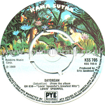 The Lovin' Spoonful Daydream UK Issue Spindle Centre 7" Kama Sutra KSS 705 Label Image Side 1