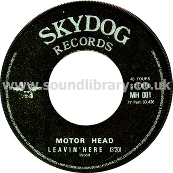 Motorhead Leavin' Here, White Line Fever France Issue 7" Label Image 2