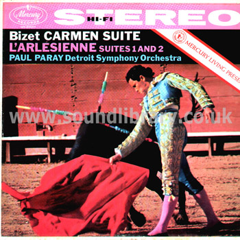 Paul Paray Bizet Carmen Suite L'arlesienne Suites 1 & 2 USA Stereo LP Mercury SR90001 Front Sleeve Image