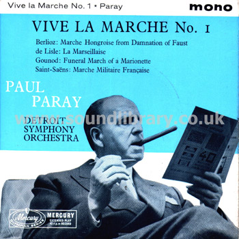 Paul Paray The Detroit Symphony Orchestra Vive La Marche No.1 7" EP Mercury XEP 9083 Front Sleeve Image