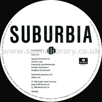 Pet Shop Boys Suburbia UK 12" Parlophone 12R6140 Label Image