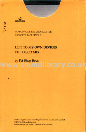 Pet Shop Boys Left To My Own Devices UK Issue MC Single Parlophone TCR 6198 Slip Cover Image