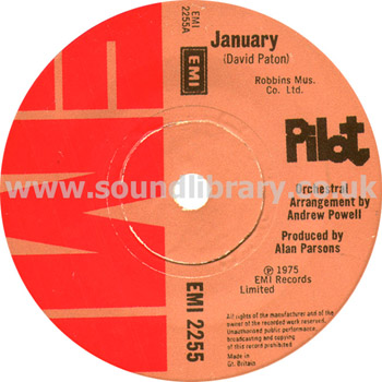 Pilot January UK Issue 7" EMI EMI 2255 Label Image