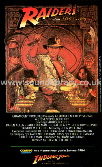 Raiders Of The Lost Ark Harrison Ford Denholm Elliot Betamax Video CIC Video BER 2076 Front Inlay Sleeve
