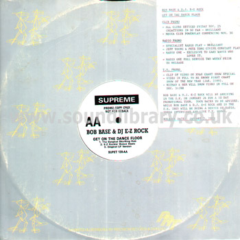 Rob Base & DJ E-Z Rock Get On The Dance Floor UK Promo 12" Supreme Records SUPET 139 Sleeve & Label Image