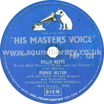 Ronnie Hilton He UK Issue 10" 78rpm HMV POP. 128 Label Image