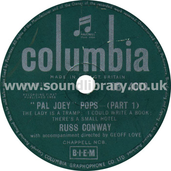 Russ Conway "Pal Joey" Pops (Part 1) UK Issue 10" 78rpm Columbia DB. 4079 Label Image