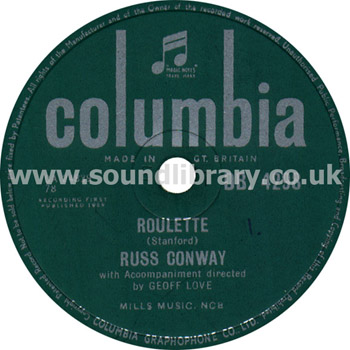 Russ Conway Roulette UK Issue 10" 78rpm Columbia DB. 4298 Label Image