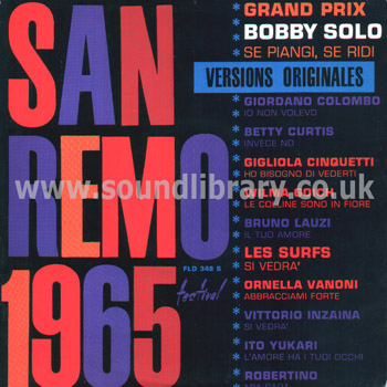 San Remo 1965 France Issue 11 Track 10" Disques Festival FLD 348 Front Sleeve Image