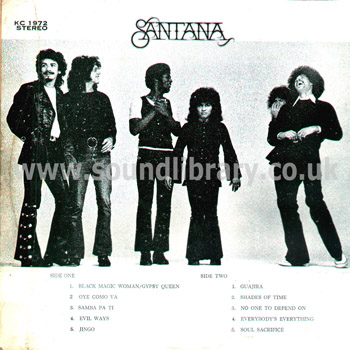 Santana Music To Make People Feel Good / Santana Thailand Issue Stereo LP KC 1972 Rear Sleeve Image