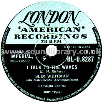 Slim Whitman Serenade UK Issue 78 RPM 78 - 10" Label Image