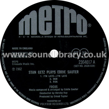 Stan Getz Stan Getz Plays Eddie Sauter UK Issue 2LP Metro 2682 026 Record 1 Label Side 1