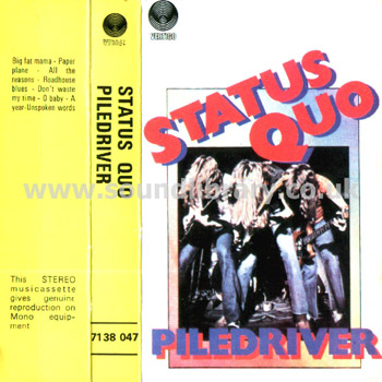 Status Quo Piledriver UK Issue MC Vertigo 7138 047 Front Inlay Card