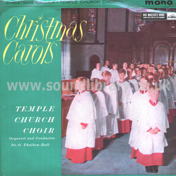 The Temple Church Choir Christmas Carols UK Issue Mono LP HMV CLP 1309 Front Sleeve Image