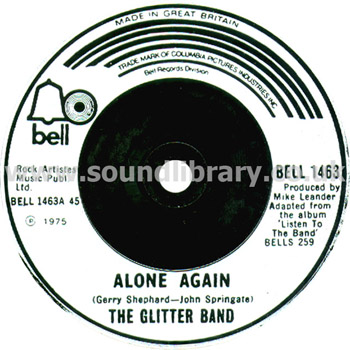 The Glitter Band Alone Again UK Issue 7" Label Image