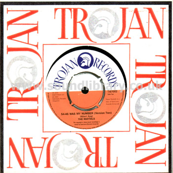 The Maytals 54-46 Was My Number UK Issue Spindle Centre 7" Trojan TJG7002 Company Sleeve & Label Image