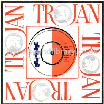 The Upsetters Return Of Django UK Issue Spindle Centre 7" Trojan TJG7003 Company Sleeve & Label Image