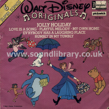 Walt Disney Originals UK Issue Mono / Stereo 7" EP Disneyland (Pickwick) DS 6011 Front Sleeve Image