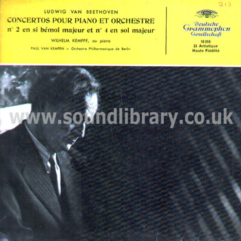 Wilhelm Kempff Beethoven Concertos No 2&4 Deutsche Grammophon Gesellschaft LPM 183 10 Front Sleeve Image