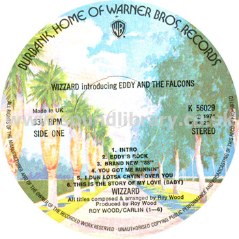 Wizzard Introducing Eddy And The Falcons UK Issue Stereo LP Warner Bros. K 56029 Label Image